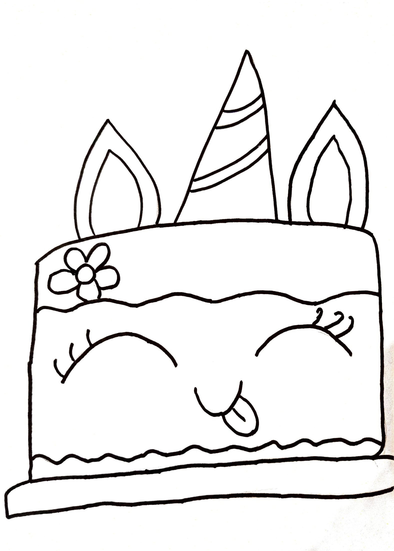 Cute unicorn cake coloring page fun and creative coloring page digital downloads gift for kids fun activity