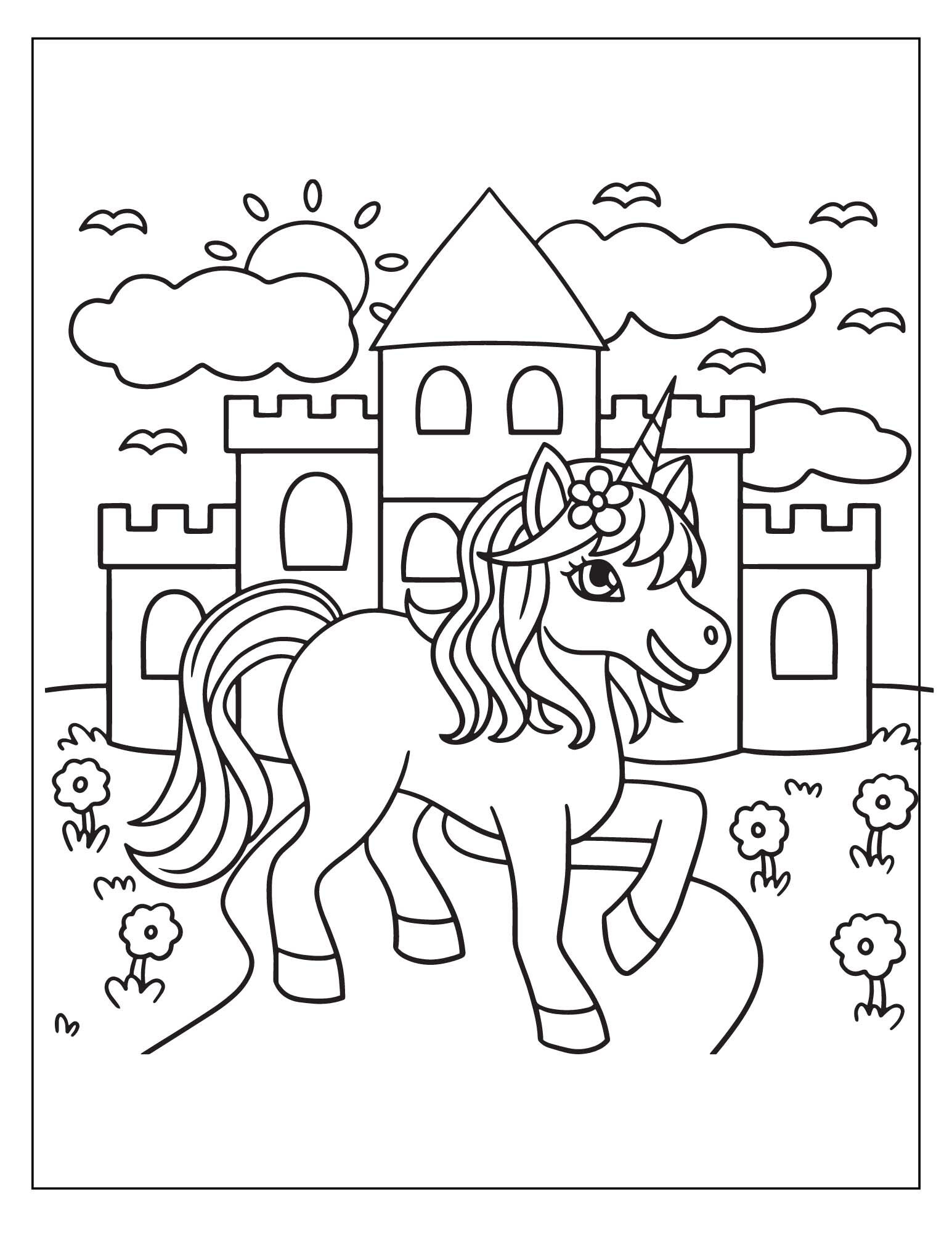 Page rainbow unicorn printable book kids coloring pages kids coloring book digital download not a physical product