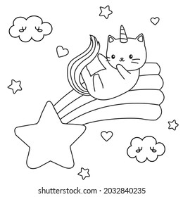 Hd printable caticorn cat unicorn anime stock vector royalty free