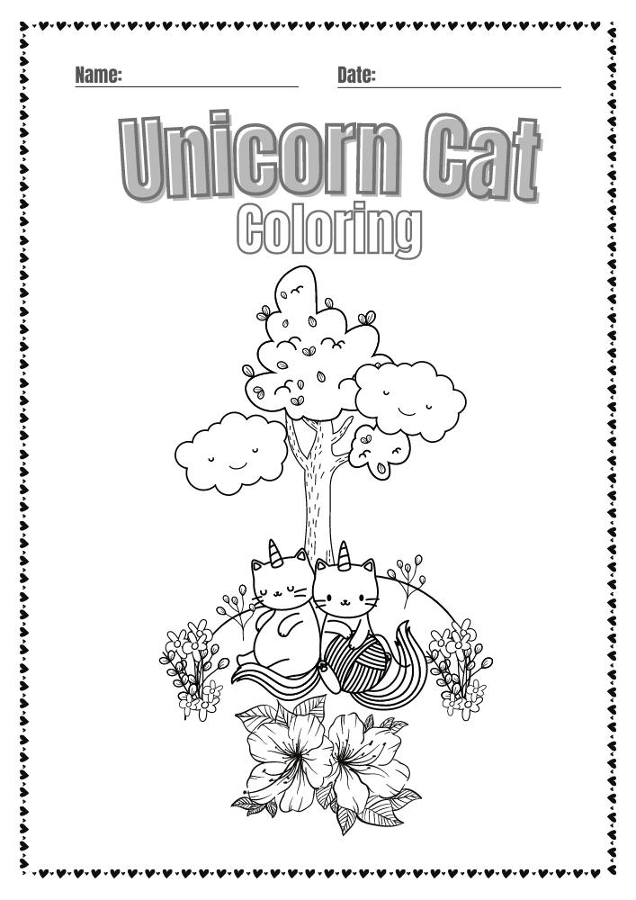 Unicorn cats coloring book for kids made by teachers