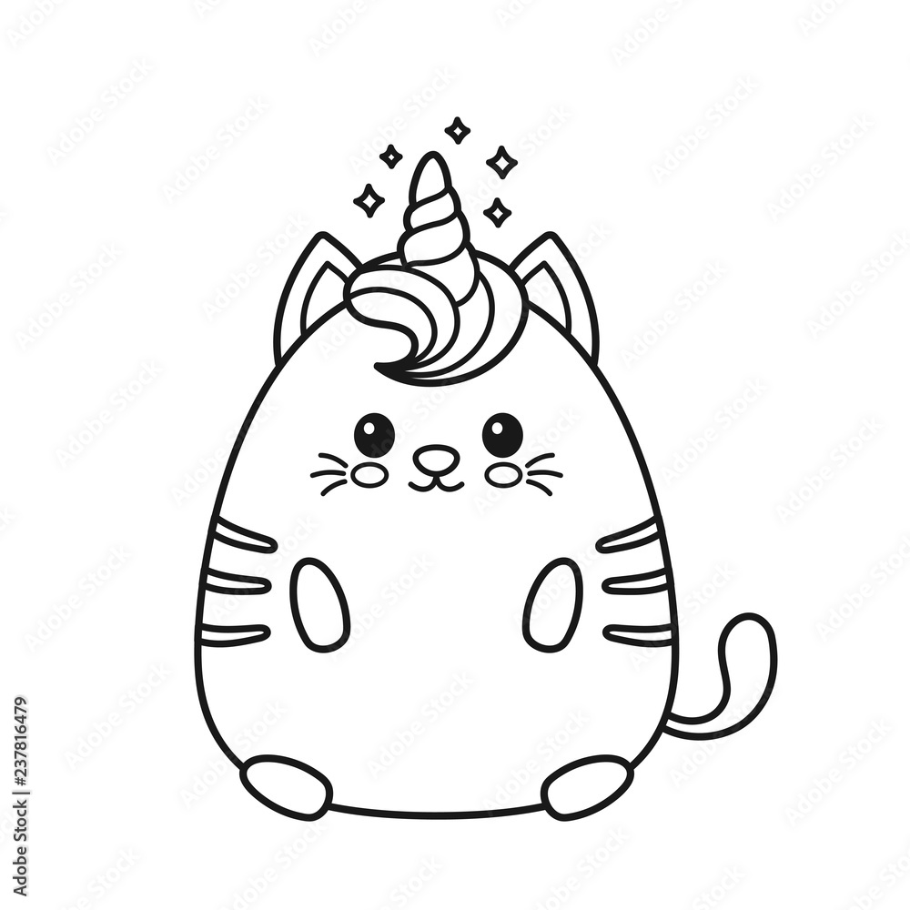 Cute happy smiling unicorn cat vector