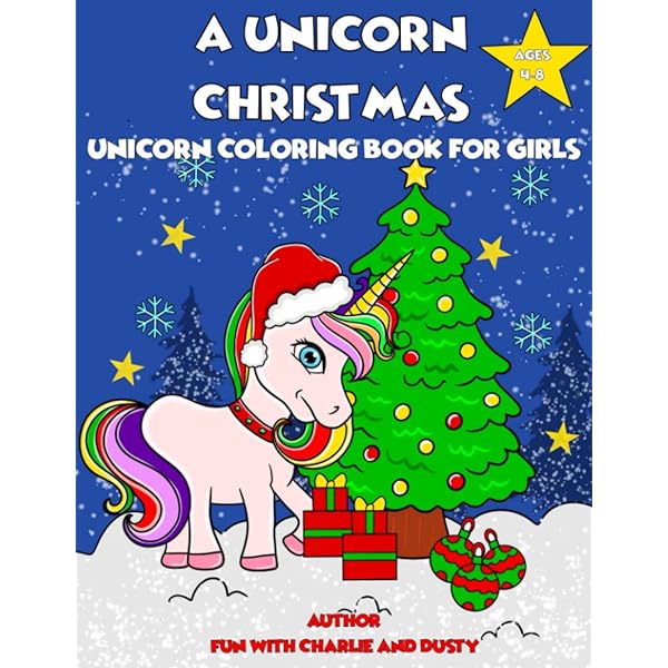 Unicorn christmas coloring book for kids ages