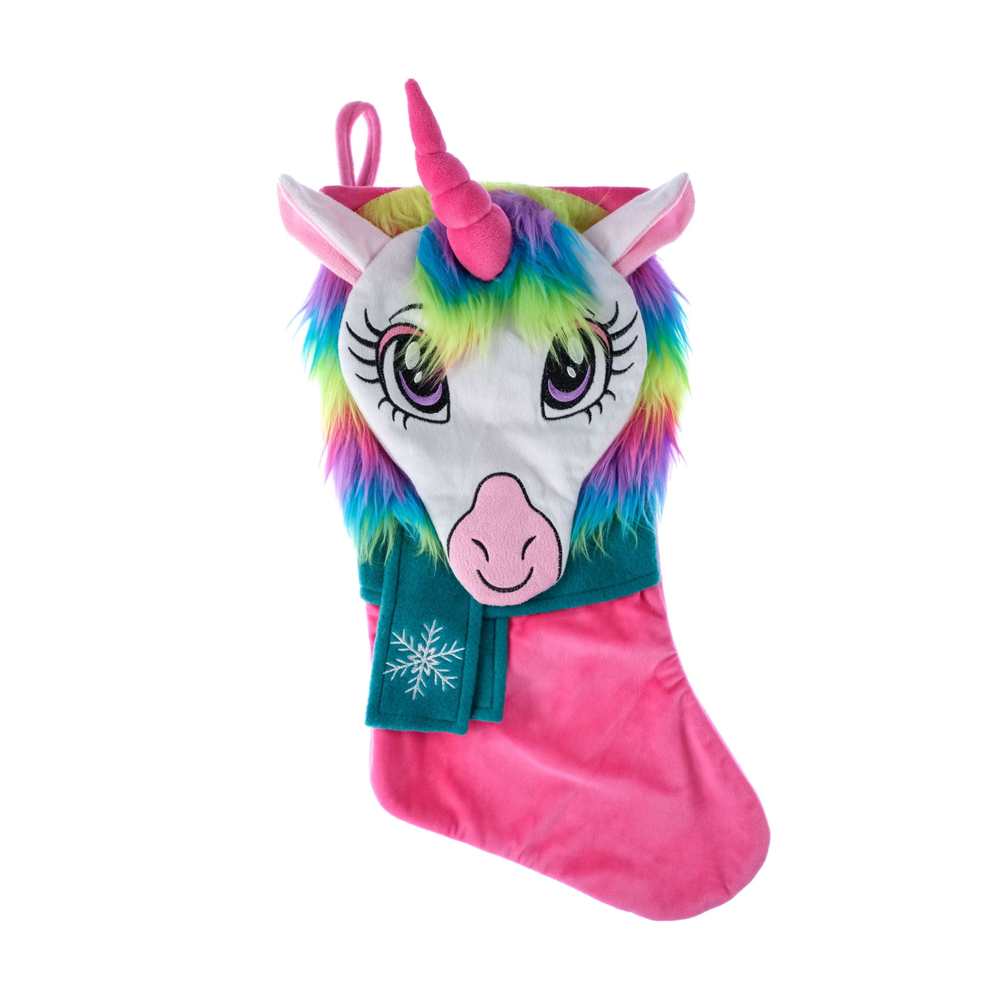 Holiday time d plush inch unicorn stocking pink multi color