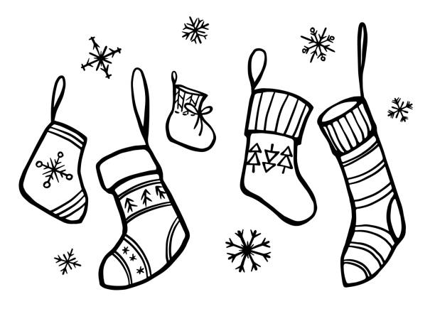 Coloring page outline of cartoon christmas ornaments and gifts stock illustrations royalty