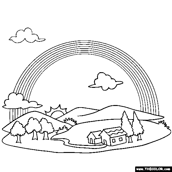 Rainbows and unicorns online coloring pages