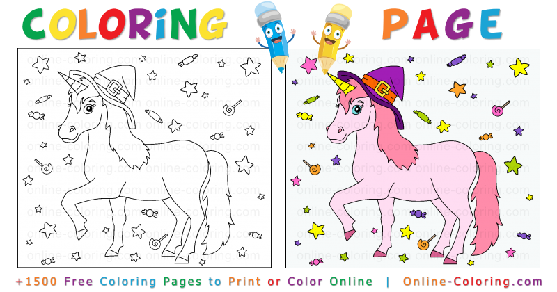 Halloween unicorn free online coloring page