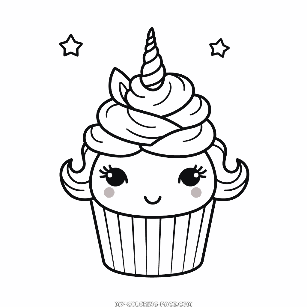 Unicorn cupcake coloring page my coloring page