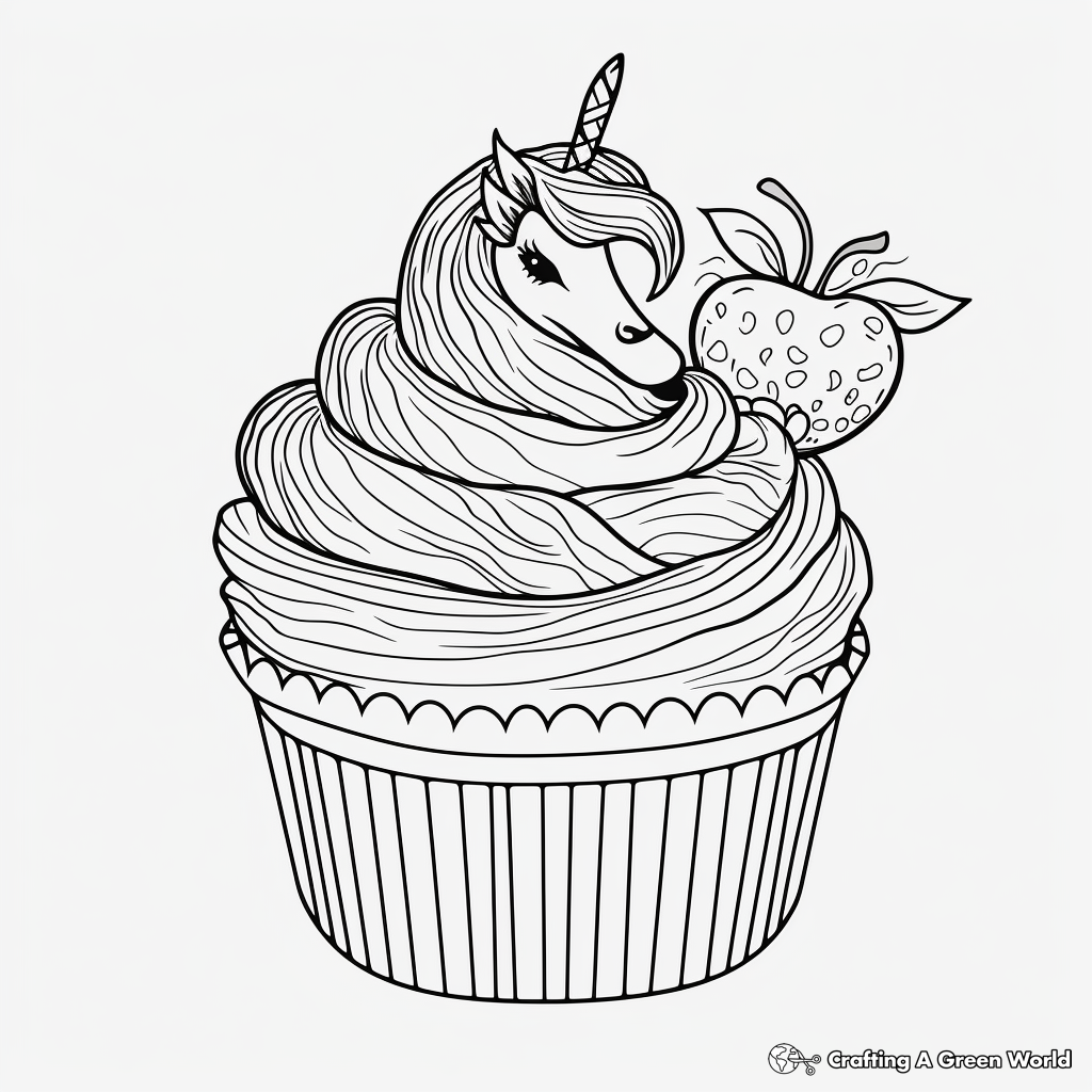 Unicorn cupcake coloring pages