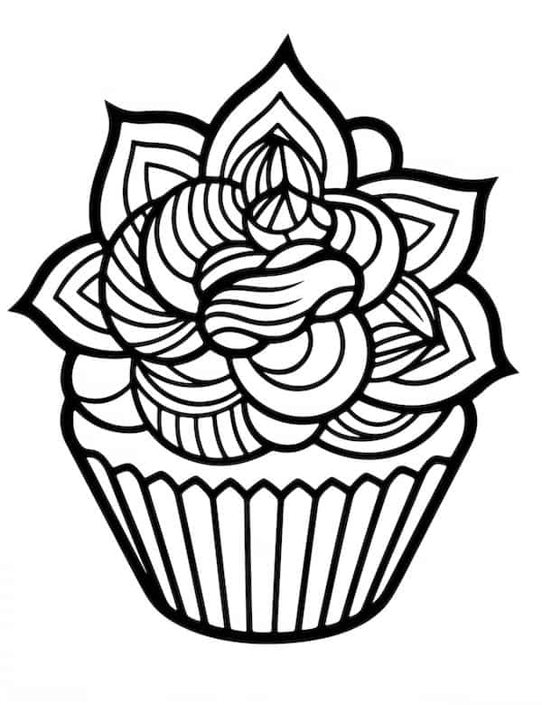 Irresistible cupcake coloring pages for kids and adults