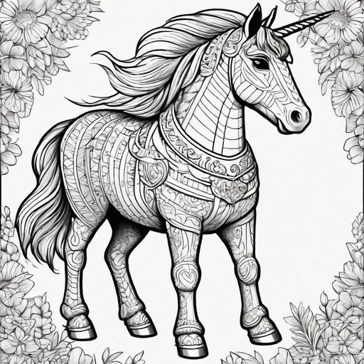 Unicorn ink drawing