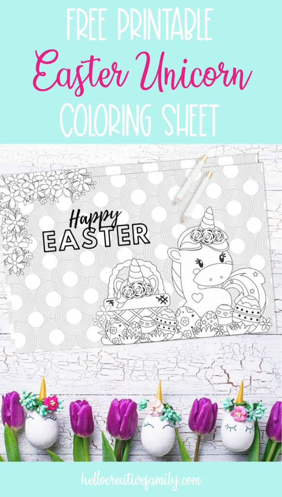Free unicorn easter coloring sheet