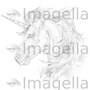 Unicorn head clipart in impressionistic art style artwork high