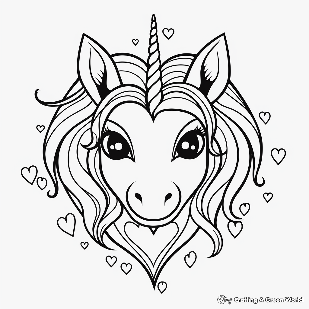 Unicorn heart coloring pages