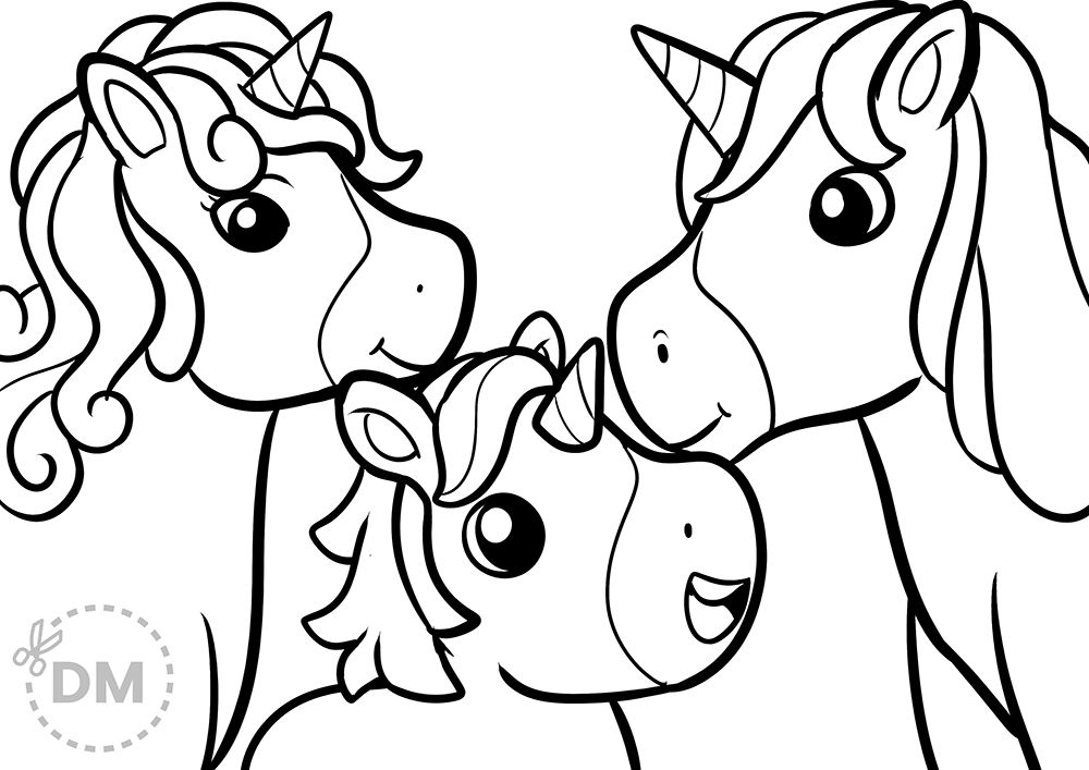 Unicorn happy family coloring page family coloring pages unicorn coloring pages coloring pages