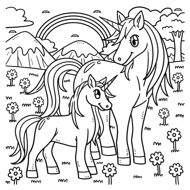 Premium vector baby unicorn isolated coloring page for kids