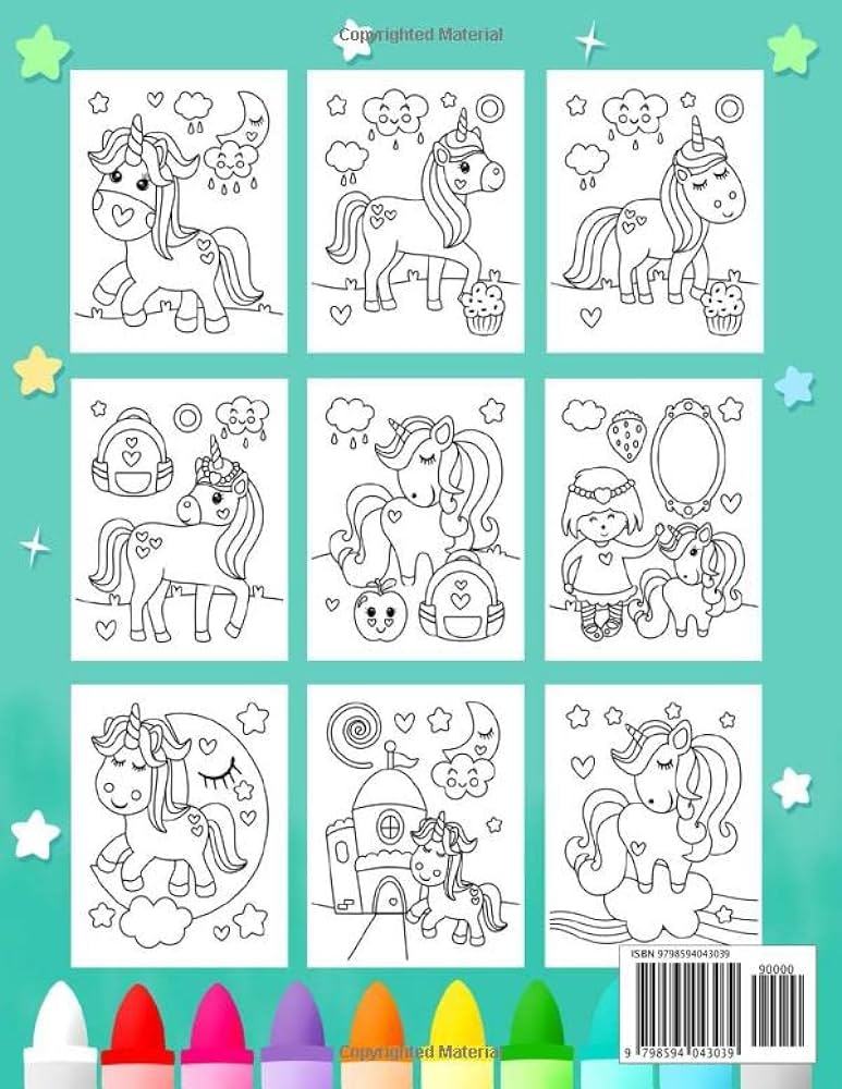 Unirn loring book for kids ages