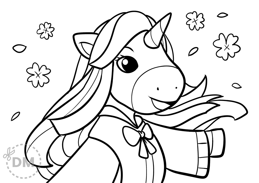Beautiful unicorn girl coloring page for free