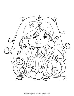Cute girl unicorn coloring page â free printable pdf from