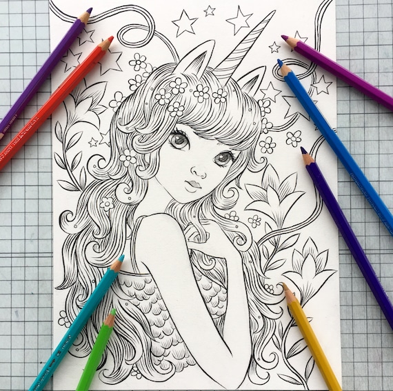Unicorn girl coloring page jeremiah ketner download now