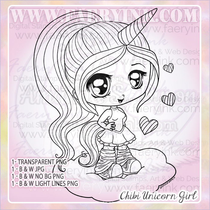 Chibi unicorn girl by amanda s byron wwwfaeryink chibi unicorn unicorn girl digital stamps