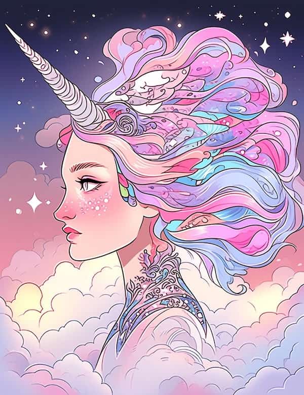 Magical unicorn coloring pages for kids and adults