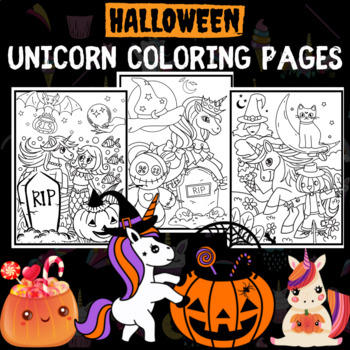 Halloween unicorn coloring pages by new kids zone tpt