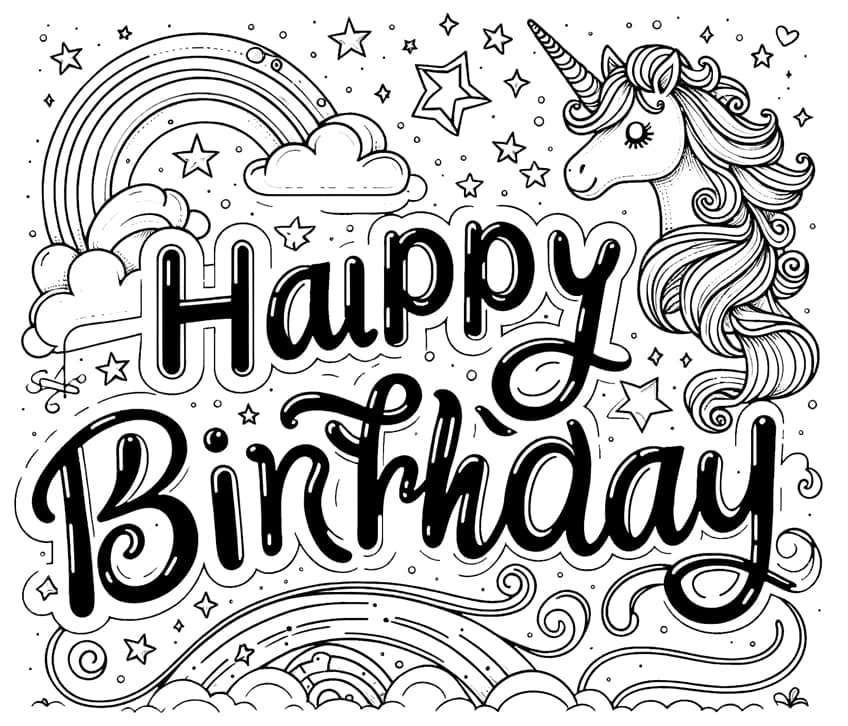 Happy birthday coloring pages