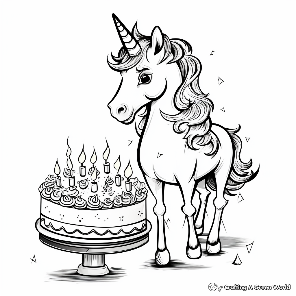 Unicorn birthday coloring pages