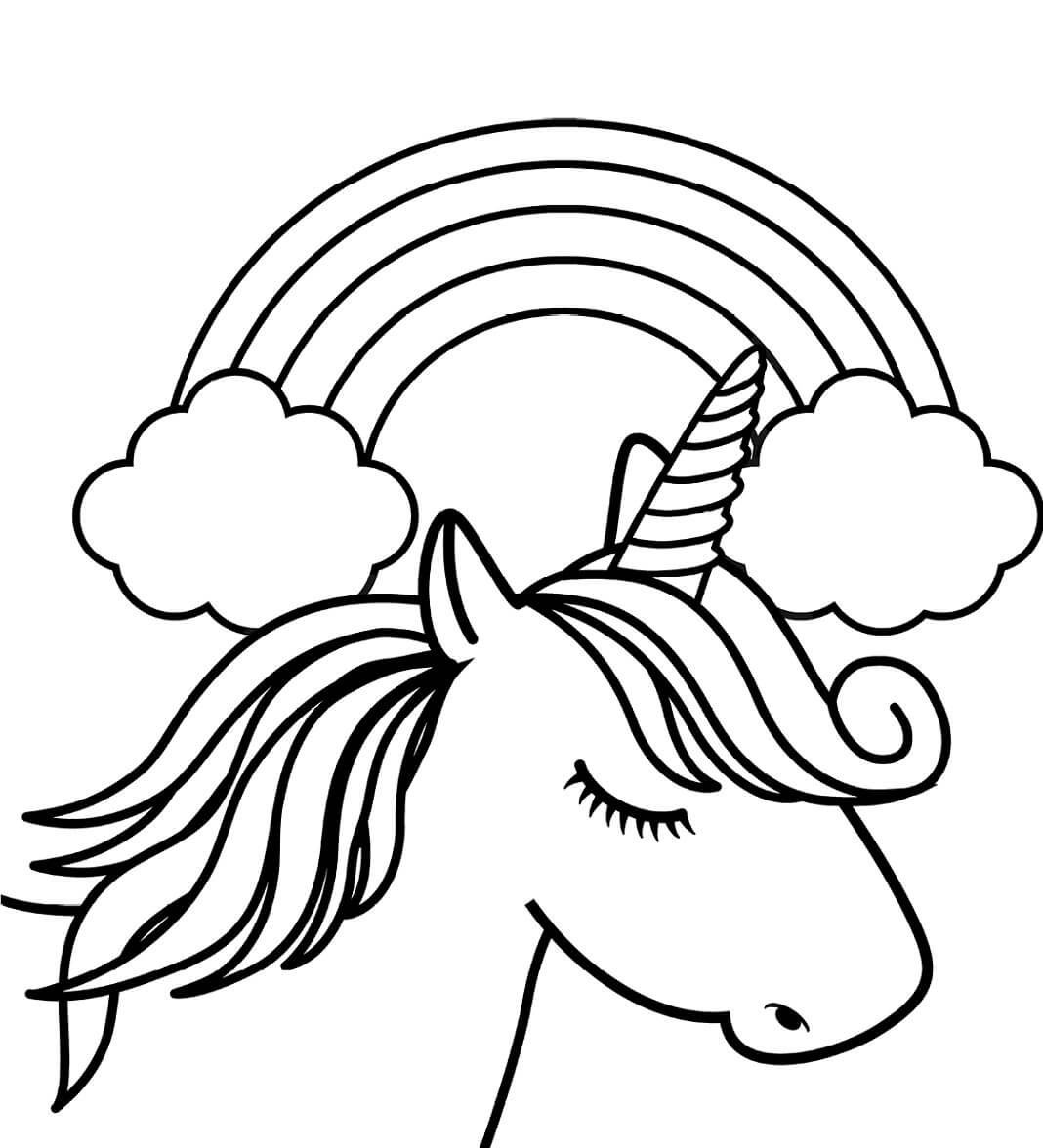 Unicorn head with rainbow coloring page