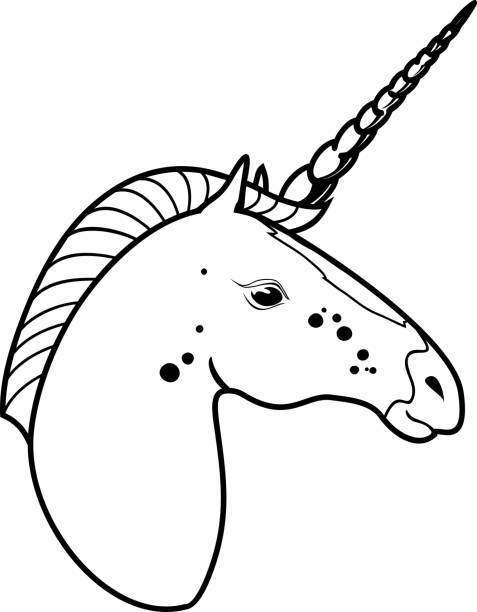 Unicorn head coloring page stock illustration