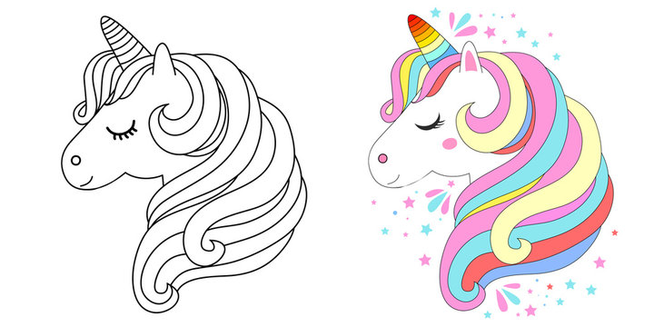 Unicorn head outline images â browse photos vectors and video