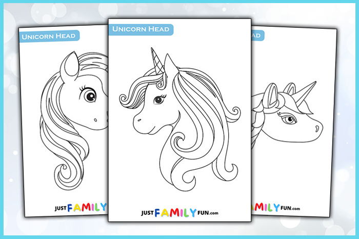 Printable unicorn head outline just family fun