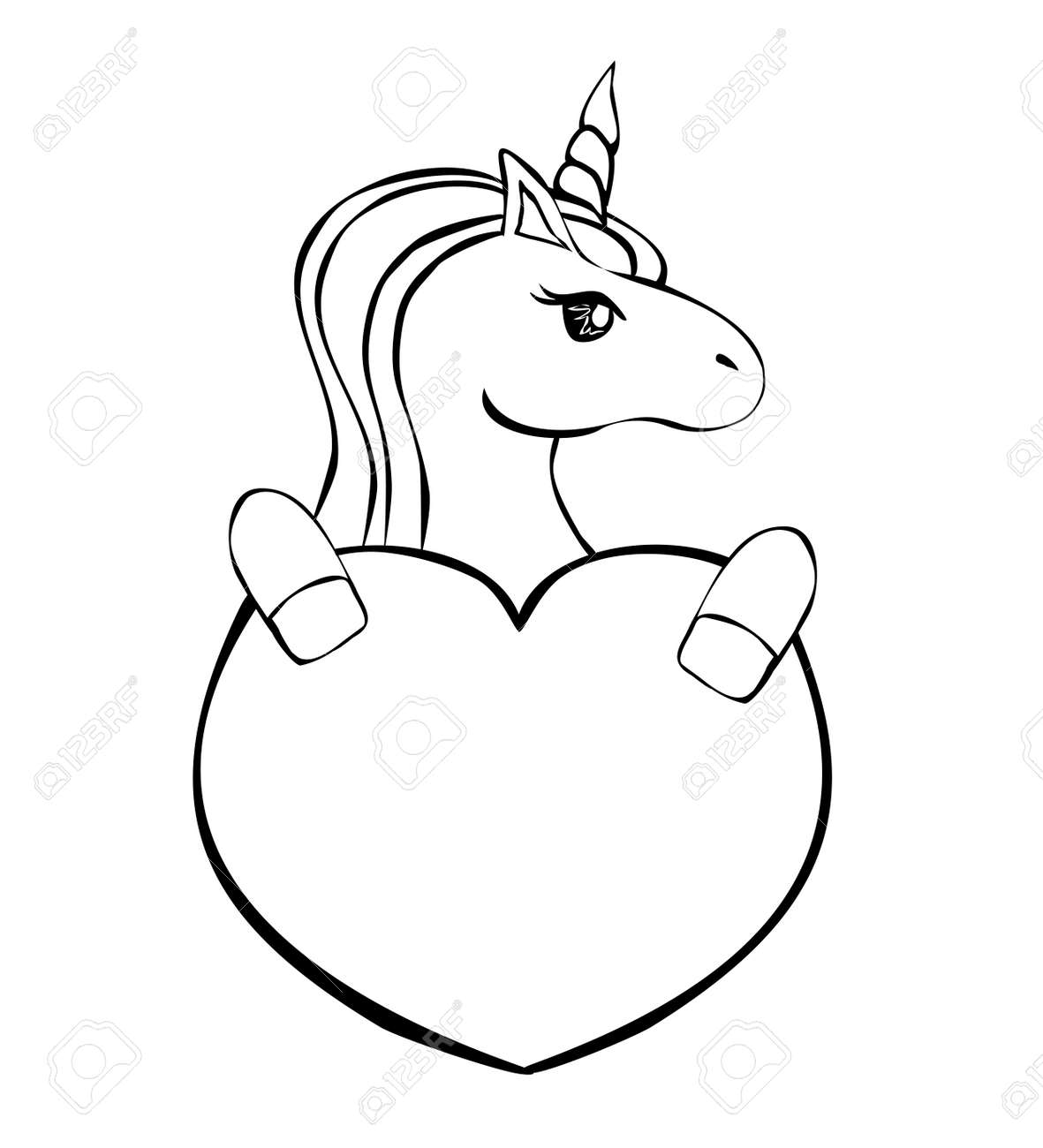 Coloring book with unicorn and heart royalty free svg cliparts vectors and stock illustration image
