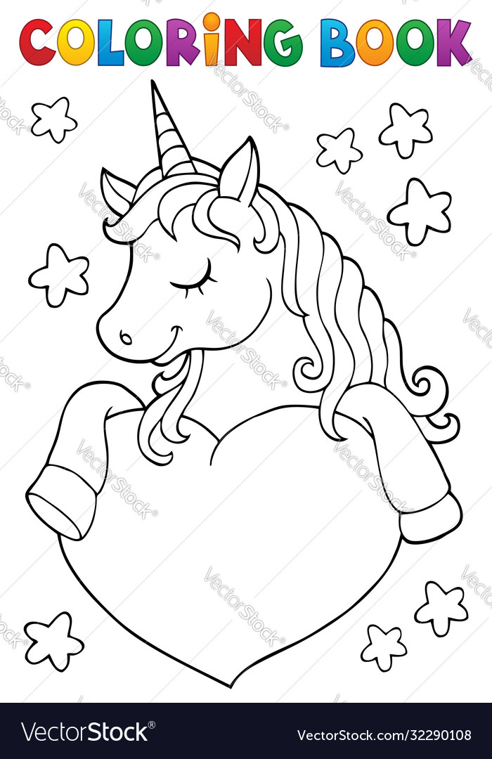 Coloring book unicorn and heart royalty free vector image
