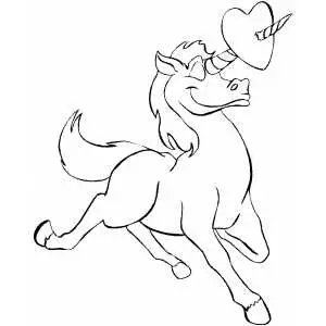 Unicorn and heart coloring page
