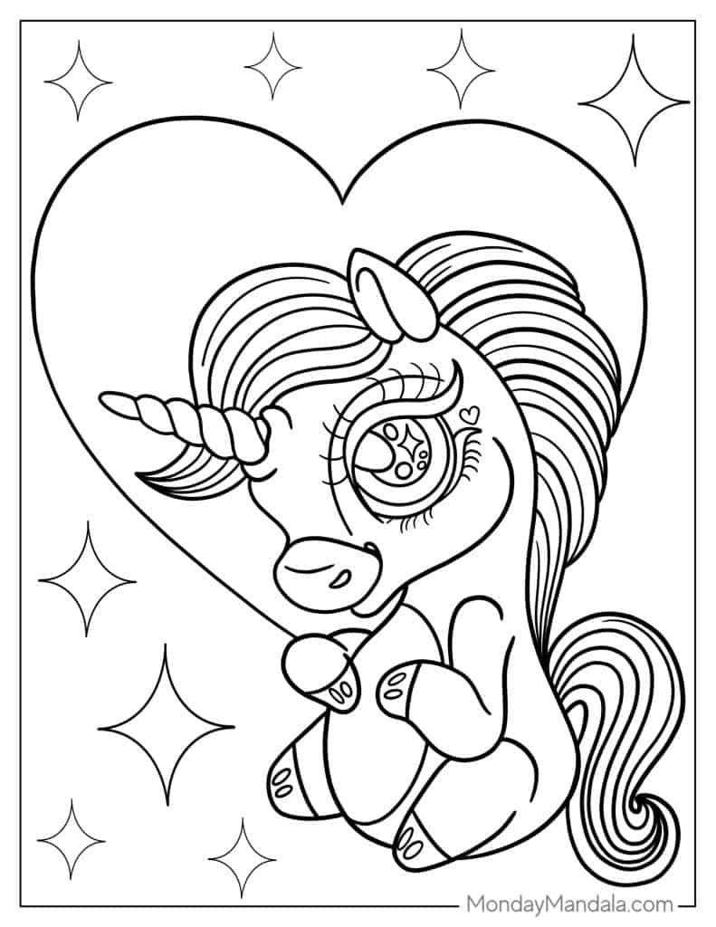 Unicorn coloring pages free pdf printables