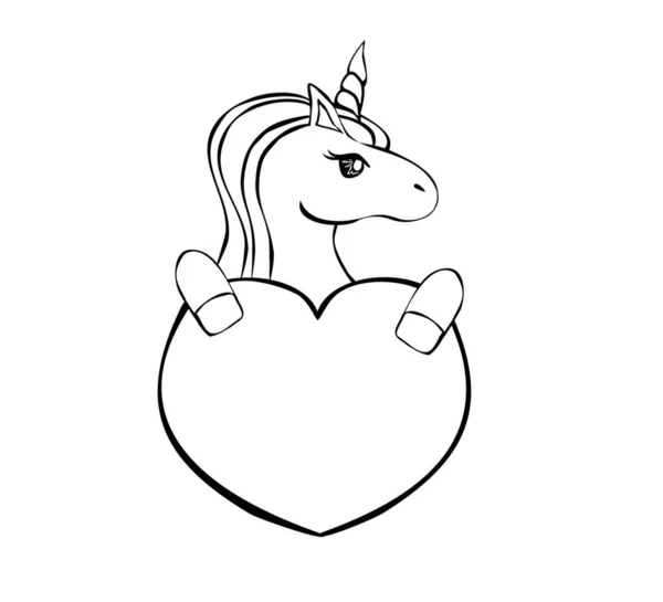 Coloring book unicorn heart stock vector by yayimages