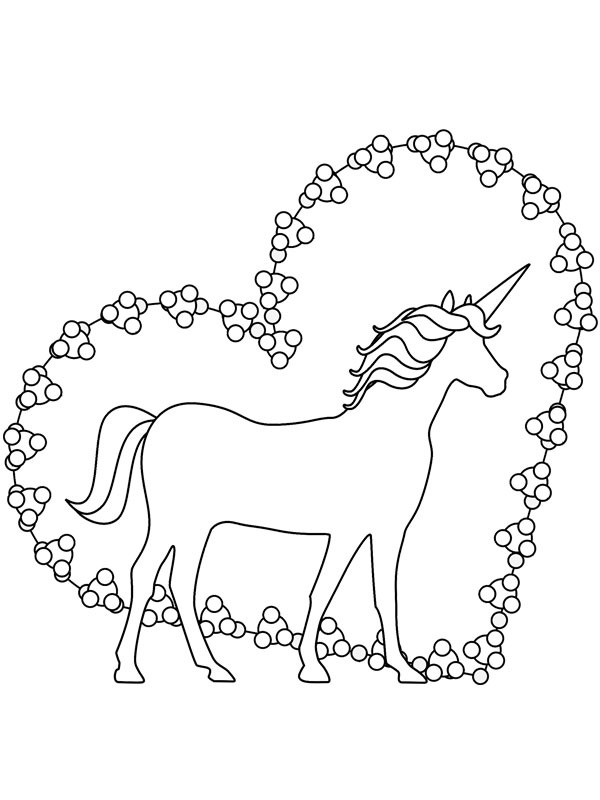 Unicorn heart coloring page