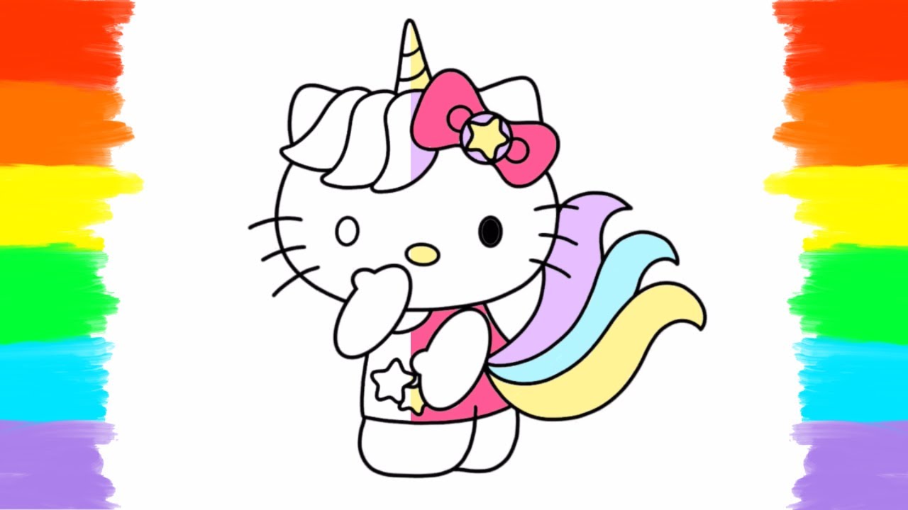 How to draw and color unicorn hello kitty ä coloring page ðð