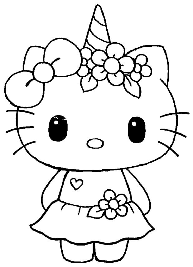 Unicorn hello kitty coloring page â having fun with children