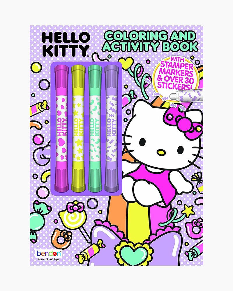 Bendon hello kitty coloring and activity book with stamper markers the paper store