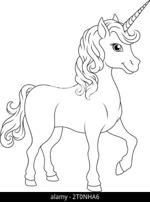 Unicorn with a friend coloring page illustration stock vector image art