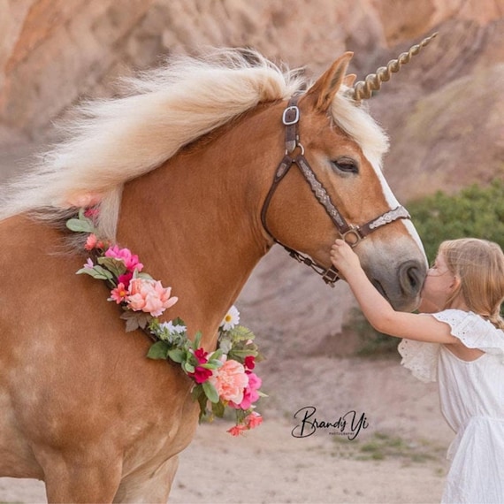 Realistic unicorn horn for horses durable easy to attach adjustable straps sizes available for mini horses ponies draft