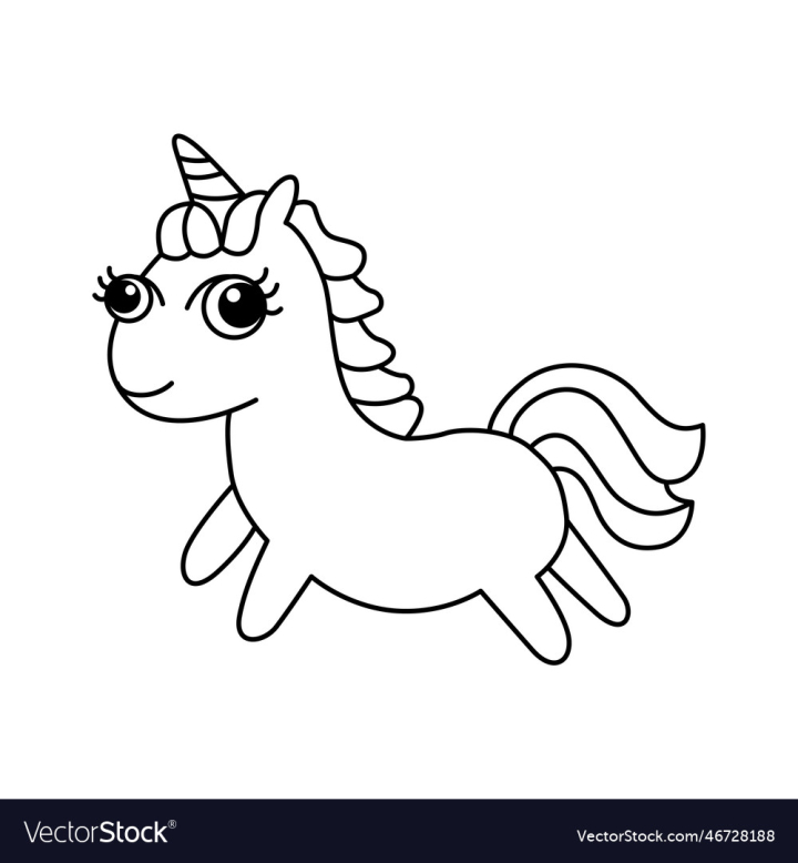 Free unicorn cartoon coloring page for kids