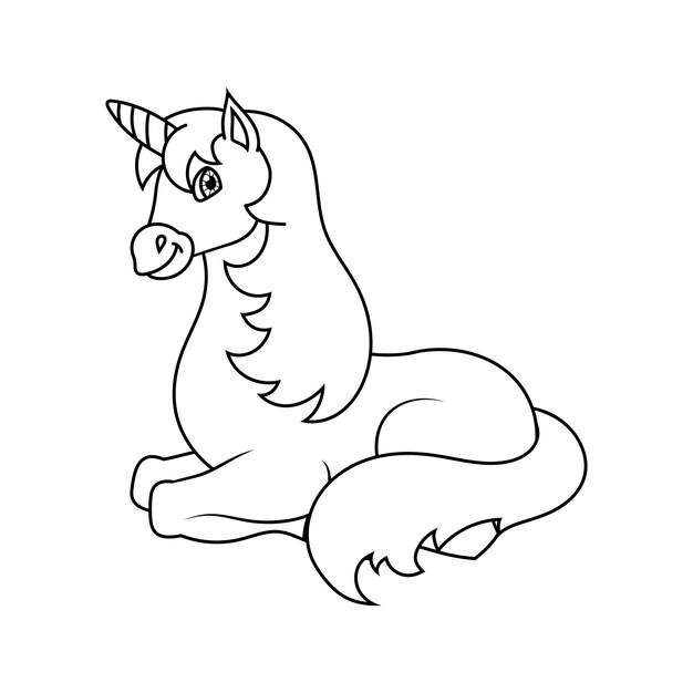 Premium vector cute unicorn magic fairy horse coloring book page for kids