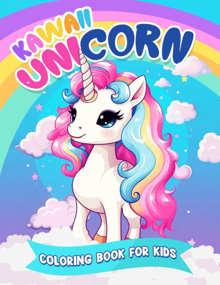 Kawaii unicorn coloring book for kids unicorn coloring book with pages for kids