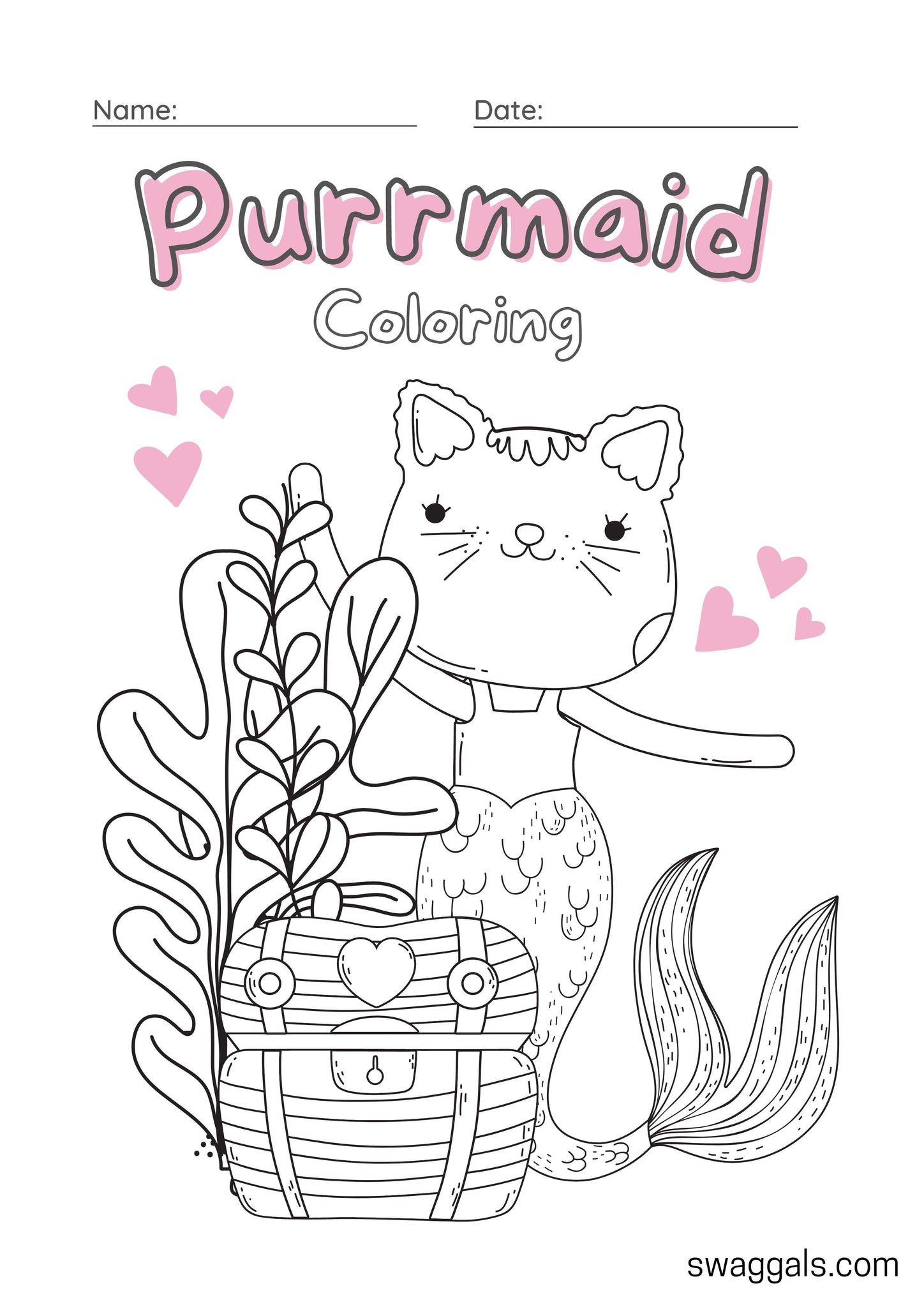 Cute unicorn kitty coloring book swag gals