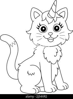 Cat unicorn coloring page for kids stock vector image art