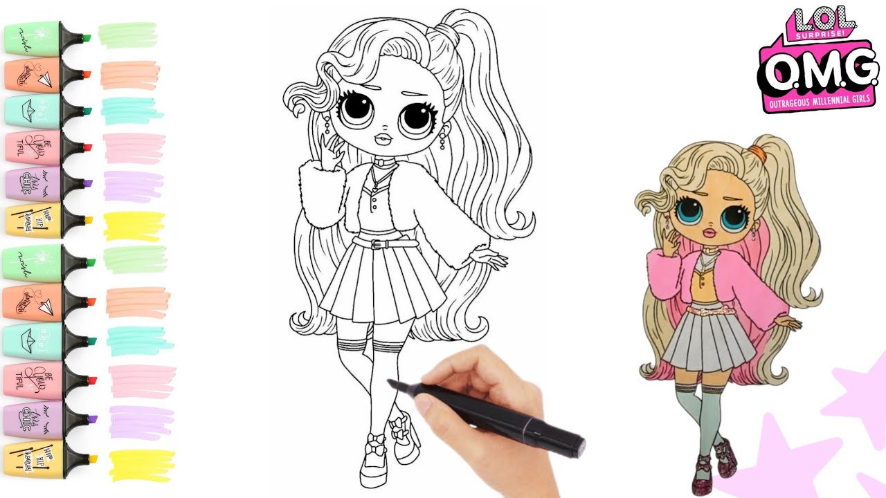 Lol surprise omg pink baby coloring page coloring video for kids coloring lolsurpriseomg