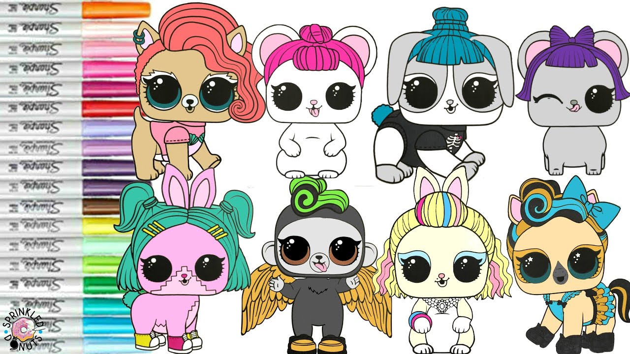Lol surprise pets coloring book pages bhaddie onkey s hop furry treasure lucky lux and ore